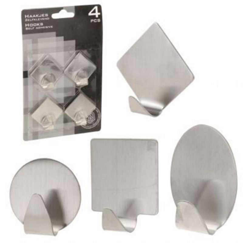 Háčik samolepiaci nerez 4ks sada