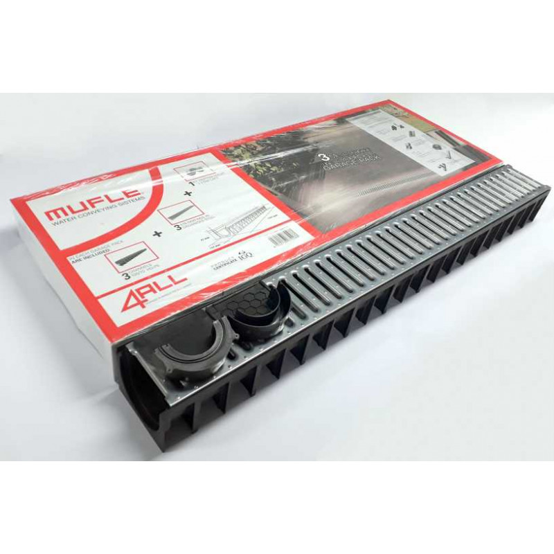 Garážová sada 3x Žľab PP+PZ mreža 1000x121x84mm