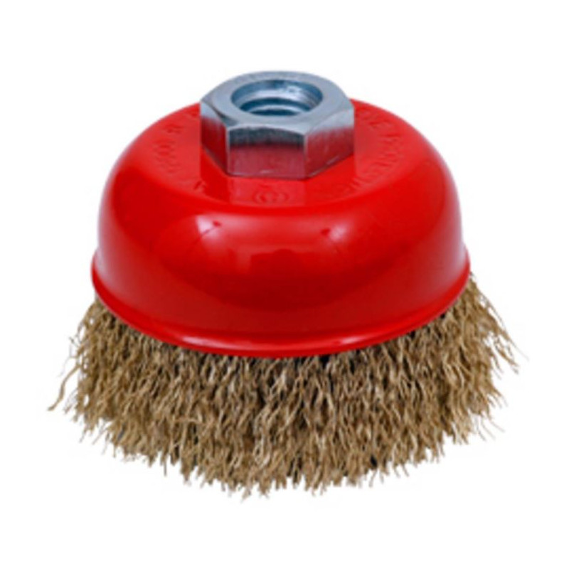 Kartáč rotačný hrnkový vlnitý 75mm mosadz